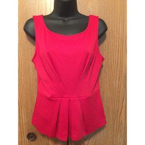 Akira Chicago Red Label Top Womens Size M Sleeveless Solid Red Pleated Fitted